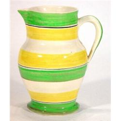 Ashtead pottery yellow and green banded jug, marks to base, 18cm high…