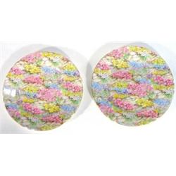 Two Shelley 'Rock Garden' patterned side plates, marks to back, 19cm diameter…