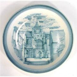 Iden Rye pottery plate hand painted with a scene of St Mary's Church, Rye, marks and signature to…