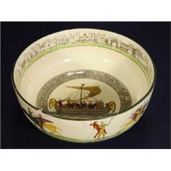 Royal Doulton Seriesware bowl hand coloured and transfer printed with Bayeux Tapestry scene, mark…