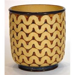 Doulton Lambeth stoneware jardiniere incised with swags, impressed marks to base, 22cm high…