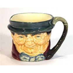 Tiny hand painted Royal Doulton 'Tony Wheeler' character jug, marks to base, 6cm high…