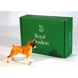 Boxed Royal Doulton standing boxer dog, marks to base, 11cm high…