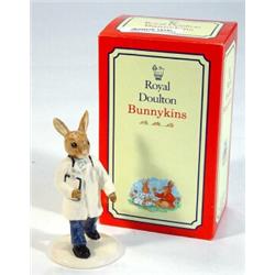 Boxed Royal Doulton hand painted 'Doctor' Bunnikins, marks to base…