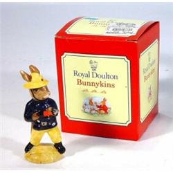 Boxed Royal Doulton hand painted 'Fireman' Bunnikins, marks to base…