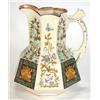Image 1 : Octagonal Victorian pottery jug hand coloured and transfer printed with panels of aesthetic flowe…