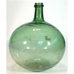 18th century green globular glass bottle, 35cm high…