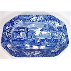 Rectangular Copeland Spode 'Italian' patterned blue and white meat plate, marks to back, 37cm in …