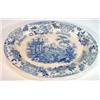 Image 1 : Victorian oval meat plate decorated with a blue and white transfer print of cows amongst ruins wi…