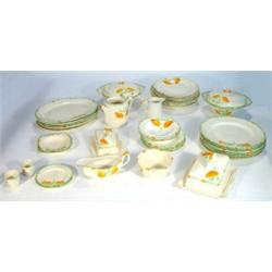 Large quantity of Art Deco style dinnerware, including tureens, cheese dishes and cover, teapot, …