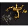 Image 1 : Large gilded cherub ceiling light with cut glass drops, 30cm in length…