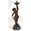 Image 1 : Bronzed French cherub table lamp on circular marble base, 36cm high…