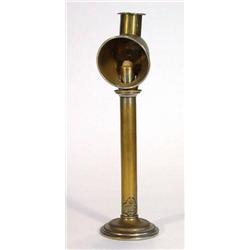 Brass R. Barratt & Sons, London students candle lamp, marks to column, 40cm high…