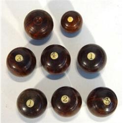 Seven miniature ivory inlaid rosewood carpet bowls…