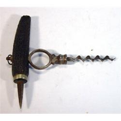 Horn handled iron corkscrew…