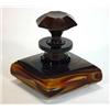 Image 1 : Square based brown marbleised glass inkwell and stopper, 11cm high…