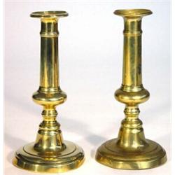 Pair of Victorian circular based brass candlesticks, 22cm high…