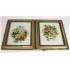 Image 1 : Two framed rectangular Victorian floral paintings onto glass, 32cm high…