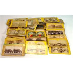 Box of assorted stereoscope viewers including Niagara Falls, Paris, etc…