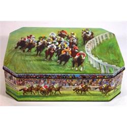 Huntley & Palmers Derby Day biscuit tin, 28cm long…