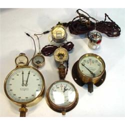 Brass Budenberg brass duplex test gauge, a grass pressure gauge, a brass traction engine gauge, P…