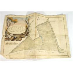 Hand coloured vellum map of marshland near Hailsham, Property of Elizabeth Vinner, 1804, 40cm in …