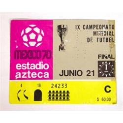 1970 World Cup Final ticket, Brazil versus Italy…