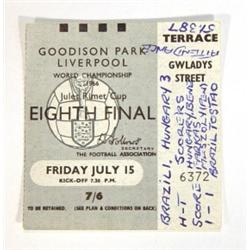 1966 World Championship Jules Rimet Cup 8th Final Brazil versus Hungary ticket…