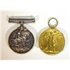 Image 1 : World War I military medal group comprised War medal and Victory medal awarded to Pte. H. Saltmar…