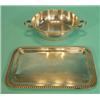 Image 1 : United States Navy military silver plated rectangular tray and a twin handled bowl, largest 29cm …