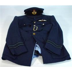 World War II military RAF Squadron Leader's uniform, comprised jacket, peak cap, trousers and blu…