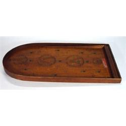 Corinthian No. 16 mahogany bagatelle board and marbles, 77cm in length…