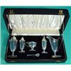 Image 1 : Boxed five piece silver cruet set, comprising salt, pepper, mustard and spoon, sugar sifter and c…