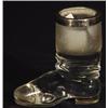 Image 1 : Clear glass boot shaped match striker with silver rim, London 1905, 8cm high…