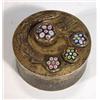 Image 1 : Circular Continental silver pot and cover, inset with multi coloured glass panels, marks to base,…