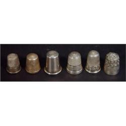 Selection of six silver and silver plated thimbles…