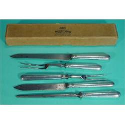 Boxed five piece Mappin & Webb silver handled carving set, Sheffield 1924…