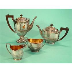 Four piece Queen Anne style silver plated teaset, comprising teapot, hot water pot, milk jug and …