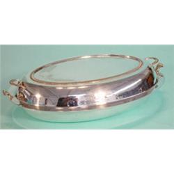 Oval silver plated entree dish, 30cm long…