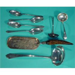 Selection of assorted silverplate, silver plated cutlery and a floral chased crumb tray…