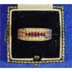 Gold seed pearl and ruby dress ring…