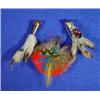 Image 1 : Silver claw foot brooch with purple stone, claw foot brooch with amber coloured stone and a feath…