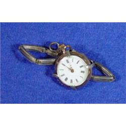 Lady's silver fob watch on an expanding bracelet…