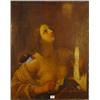 Image 1 : 18th century unframed oil on canvas portrait of the suicide of a young girl by the use of a dagge…