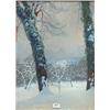 Gilt framed watercolour of a snowy orchard, K Vaglar 23, 55x39cms…