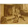 Edwardian oak framed black and white prints 'The Chieftian's Son' and  'A Highland Lassie'…
