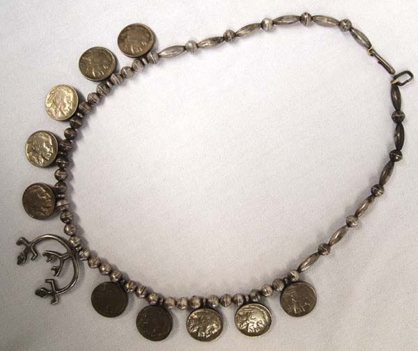 Navajo Buffalo Nickel Squash Blossom Necklace
