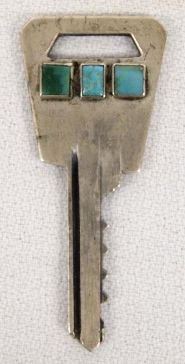 Native American Navajo Turquoise Overlay Key