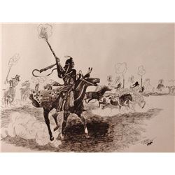 Camel Enemy Boy, Pen and Ink,