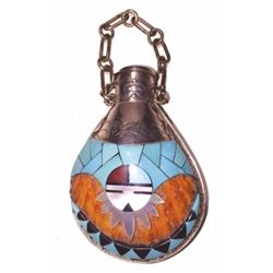 Zuni Inlay Canteen, Sterling Silver,